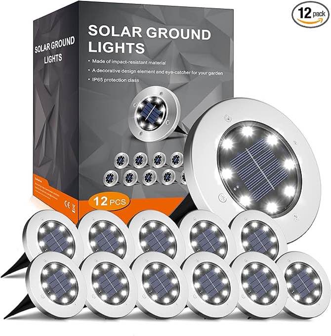 INCX Solar Lights for Outside,12 Pack Solar Lights Outdoor Waterproof, Solar Garden Lights Landscape Lighting for Patio Pathway Lawn Yard Deck Driveway Walkway White Cold 12 pack