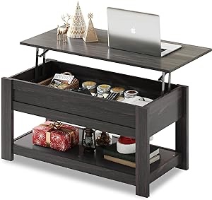 WLIVE Modern Lift Top Coffee Table,Rustic Coffee Table with Storage Shelf and Hidden Compartment,Wood Lift Tabletop for Home Living Room,Rustic Brown.
