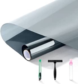 FuFin One-Way Window Privacy Film with Free Installation Tools,Premium PET Material,Heat Control 99% UV Blocking and Privacy Protection Window Film.Window Tint for Home Office (Silver 27.6"×78.7")