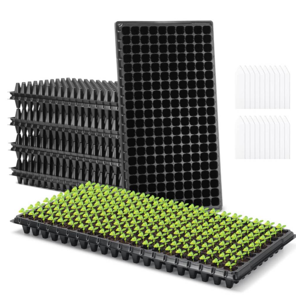 HOXHA 15 Pack Seed Starter Kit, 200 Cell Plug Starting Trays Extra Strength Plant Grow Propagator Fit 1020 Base Tray for Seedling Germination, Total 3000 Plugs