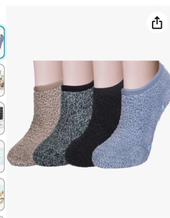 ( similar ) oritta 4 Pairs Slipper Socks for Women Grippers Winter Warm Grip Soft Fluffy Fuzzy Cozy Non Slip Socks, C-Solid Color