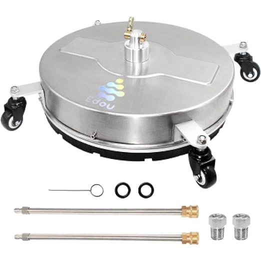 EDOU Direct 24" Pressure Washer Surface Cleaner - High-Pressure Washer for Concrete and Driveway - Dual Handle Cement Washer with Wheels - 4,500 PSI Max Working Pressure - Commercial Power Cleaner Metal 24"