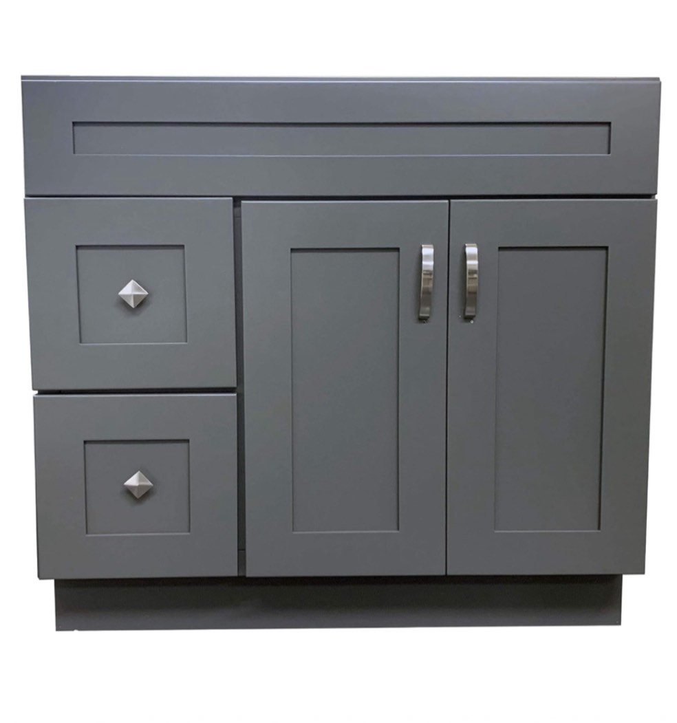 36'' Bathroom Vanity Sink Base Cabinet with Drawers in Grey Shaker (incomplete)
