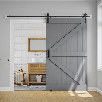 Solid Wood Paneled Finished Barn Door with Installation Hardware Kits (similar to stock photo)