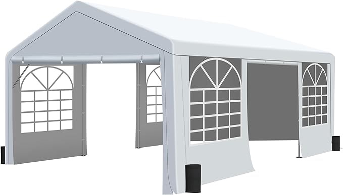 Metal Party Tent Canopy, Heavy Duty Outdoor Wedding Gazebo with 4 Sand Bags *similar to stock photo* *incomplete*