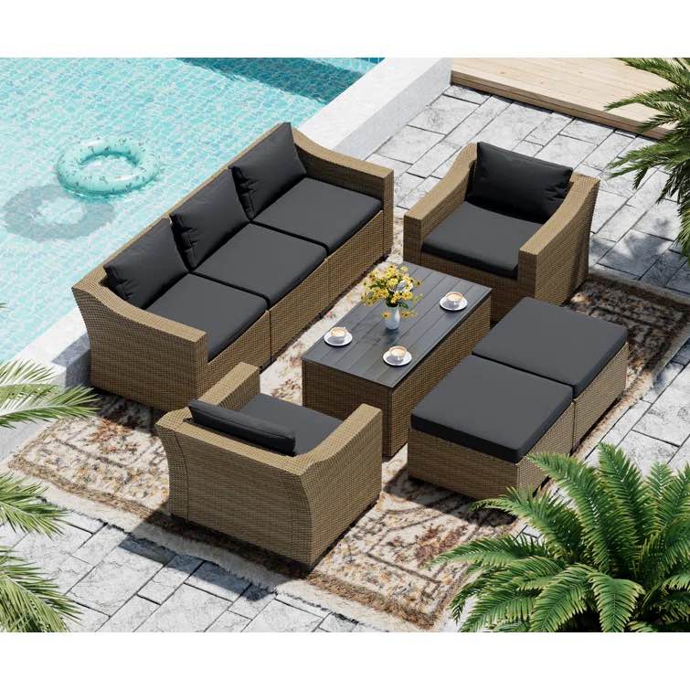 Esmlada Outdoor 8 Piece Patio Furniture Sofa Seating Group with Cushions (incomplete)
