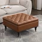 Daania 31.5'' Wide Upholstered Square Tufted Storage Ottoman With Wheels