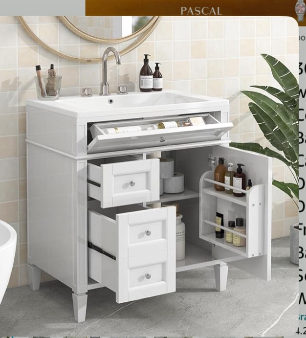 30'' Bathroom Vanity with Top Sink, Modern Bathroom Storage ...