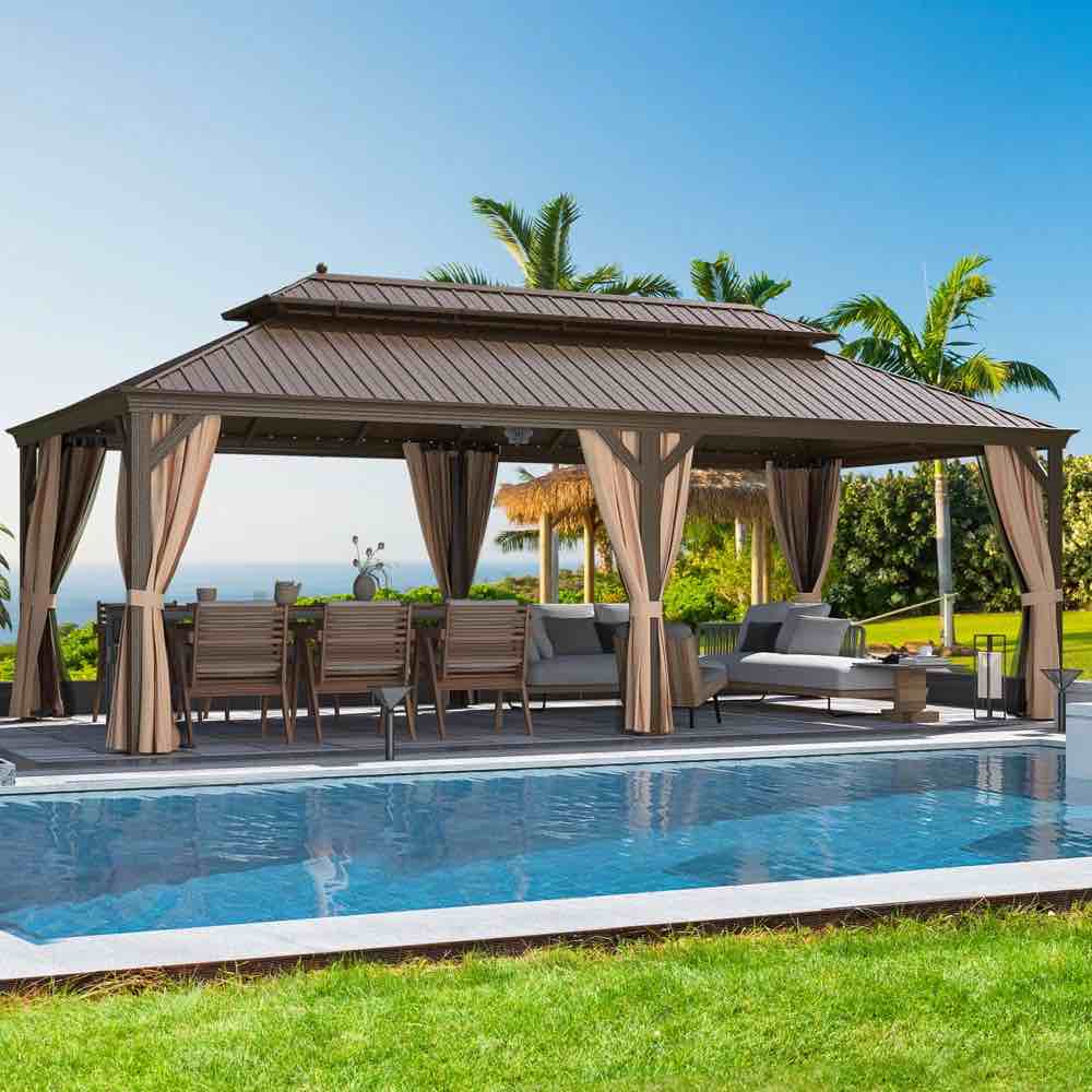24 Ft. W x 12 Ft. D Steel Patio Gazebo ( Incomplete//Box 5 Of 7) 