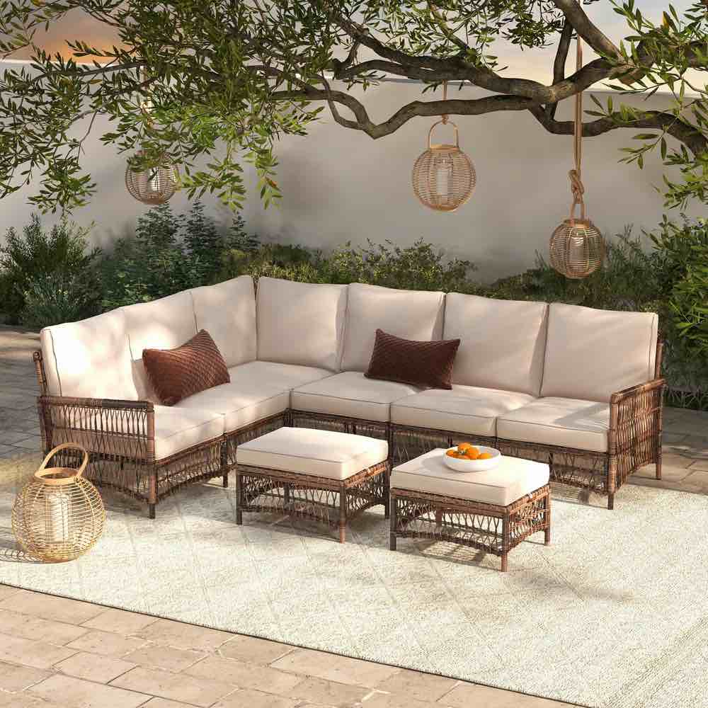 Direnzo 98'' Wicker Outdoor Patio Sectional with Sunbrella® Cushions (incomplete)