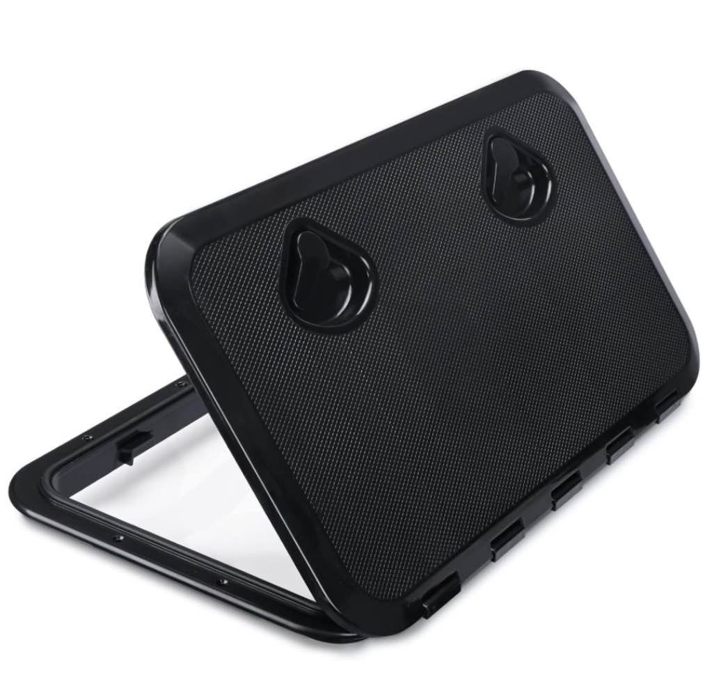 smartmarine 24"x14" Marine Boat Deck Hatch Cover,Boat Access Hatch & Lid, Black/White (Black)