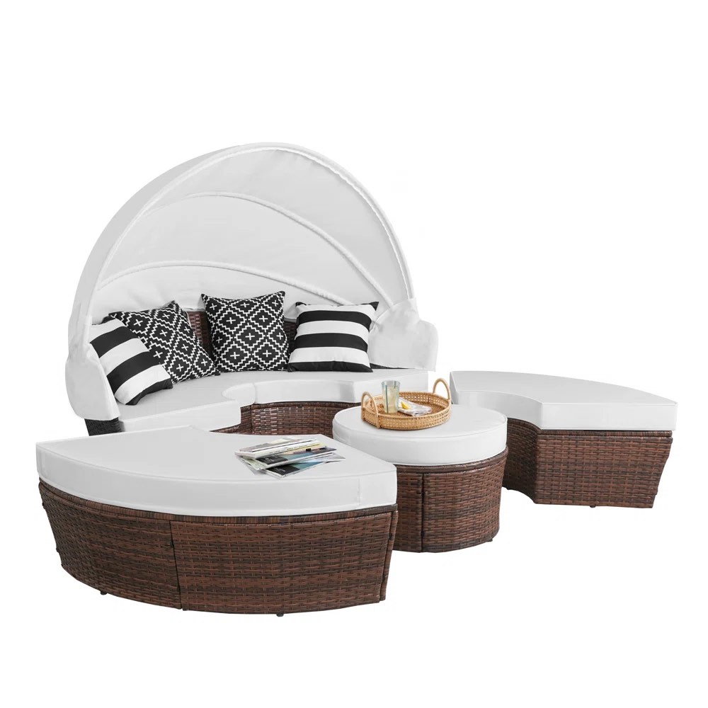 (Incomplete Only 1 Box)Akansha 70.9'' Wide Outdoor Patio Daybed Wicker with Cushions