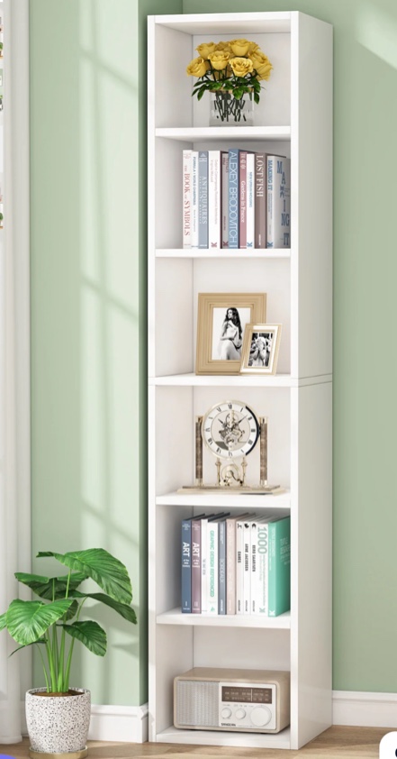 70.9" Corner Bookcase, Modern 6-Tier Narrow Cube Display Shelves