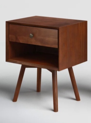 Akshan Mid-Century Modern 1-Drawer Solid Wood Nightstands