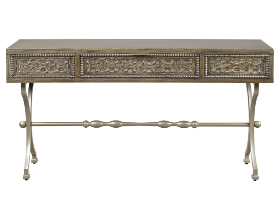 Transitional Console Sofa Table with Medallion Pattern