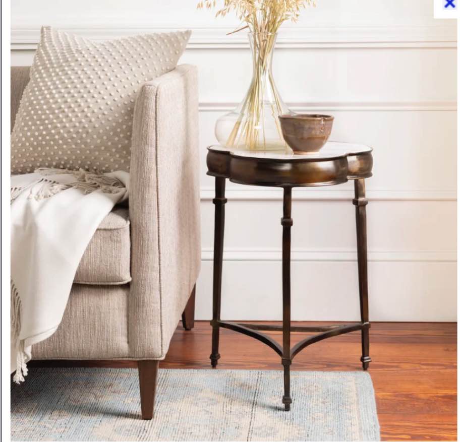 Plattekill Genuine Marble 3 Legs End Table (Broken table top )
