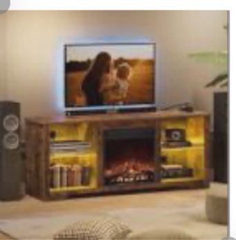 Akiro Fireplace TV Stand with LED Lights and Power Outlets for TVs up to 65"