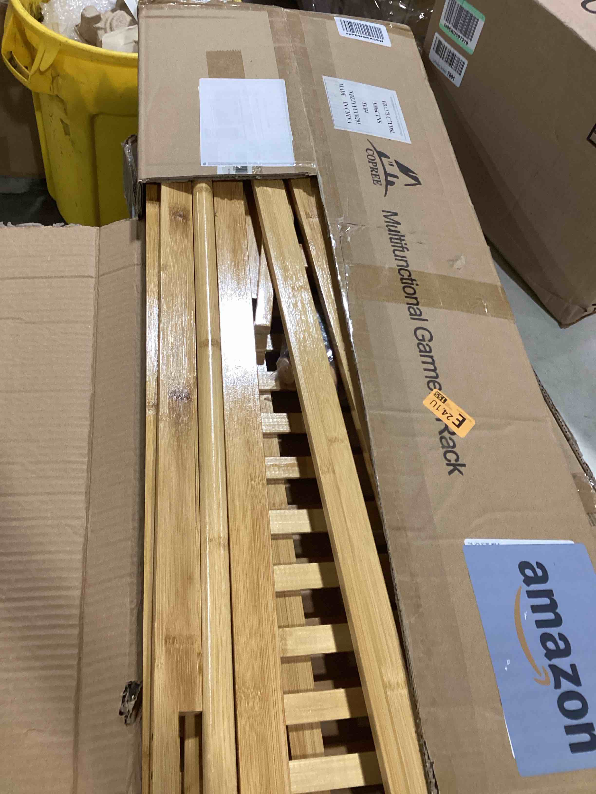 COPREE Bamboo Garment Coat Clothes Hanging Heavy Duty Rack with top