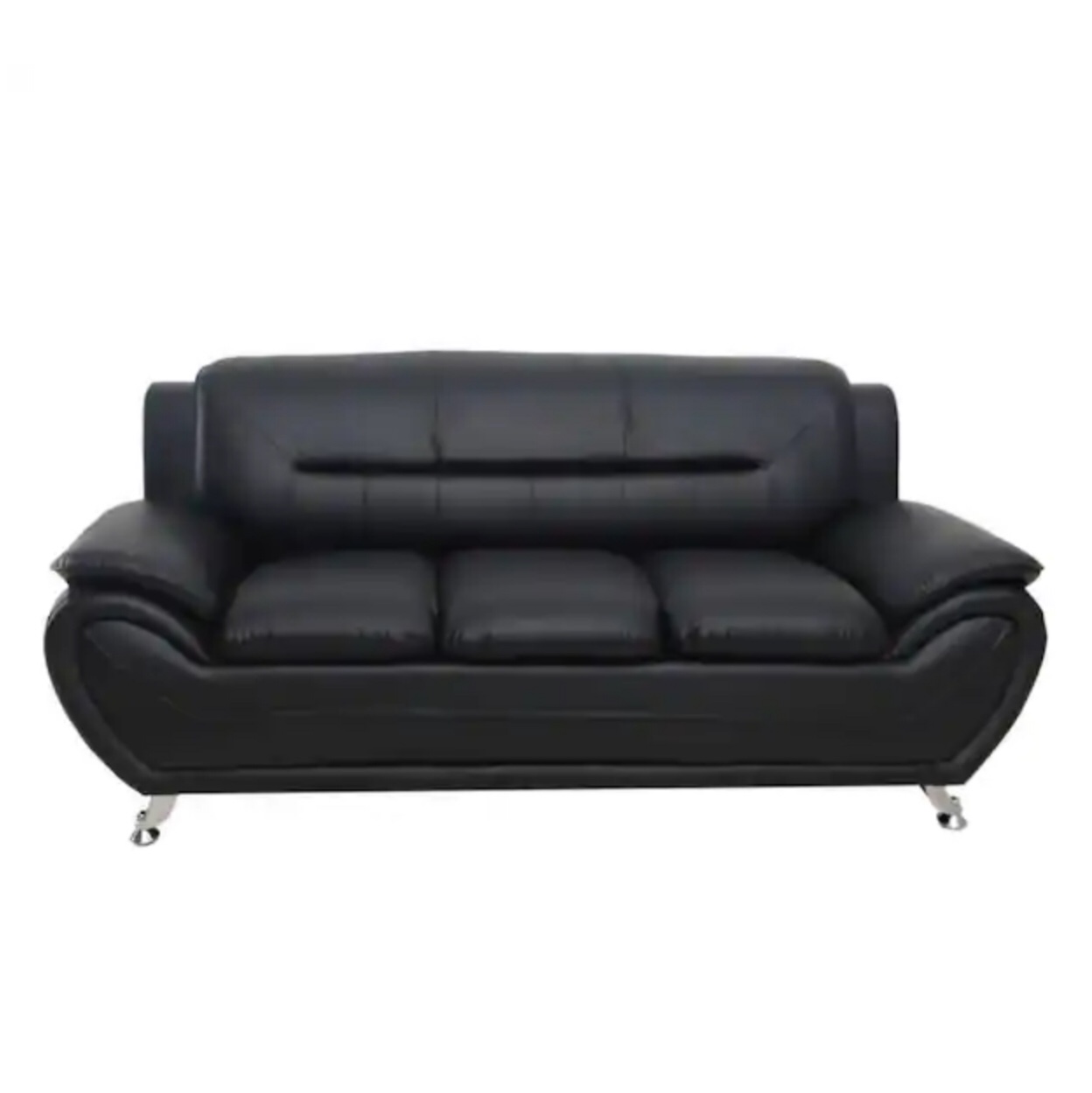Sanuel 79 in. Round Arm 3-Seater Sofa in Black ( similar to stock)