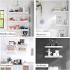 23.6" L x 11.8" D x 2" T Wall Mounted White Floating Shelves Set of 2, 12 inch Wide Deep Picture Display Shelf for for Bedroom, Bathroom, Living Room and Kitchen White 24" 2 PCS