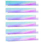 Fixwal Acrylic Floating Shelves, 15 Inch Wall Mounted Wavy Shelves, Set of 6 Floating Bookshelves for Kid's Room and Nursery (Iridescent)