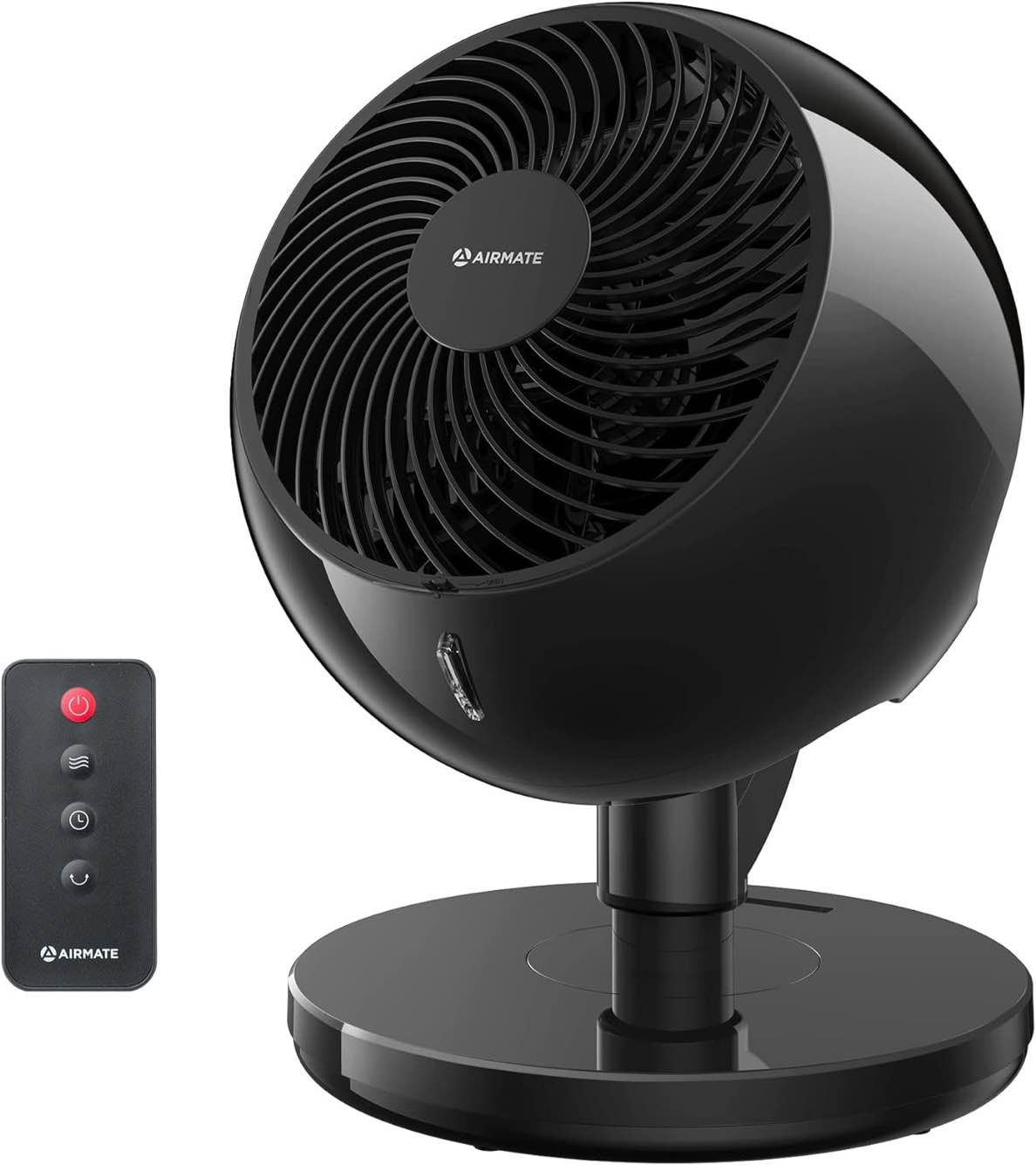 AIRMATE Air Circulator Fan with 10 Speeds, 120° Oscillating Table Fan with Remote, 12in Desk Fan with DC Powerful Airflow, Silent Vortex Fan 30dB Noise, Portable Desktop Cold Air Fan for Bedroom, Home, Whole Room [Black]