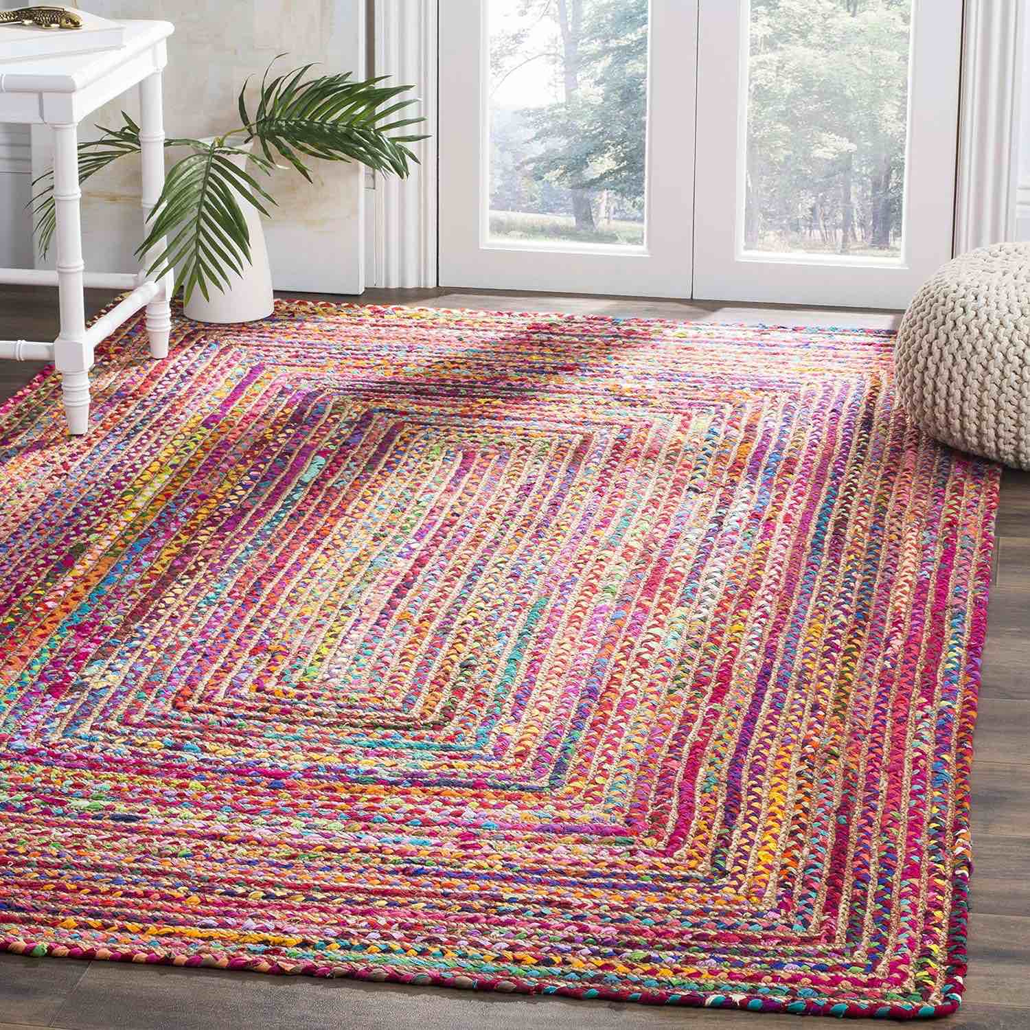 SAFAVIEH Cape Cod Collection Accent Rug - 4' x 6', Red & Multi, Handmade Boho Braided Jute & Cotton, Ideal for High Traffic Areas in Entryway, Living Room, Bedroom (CAP202A) Similar to Stock Photos