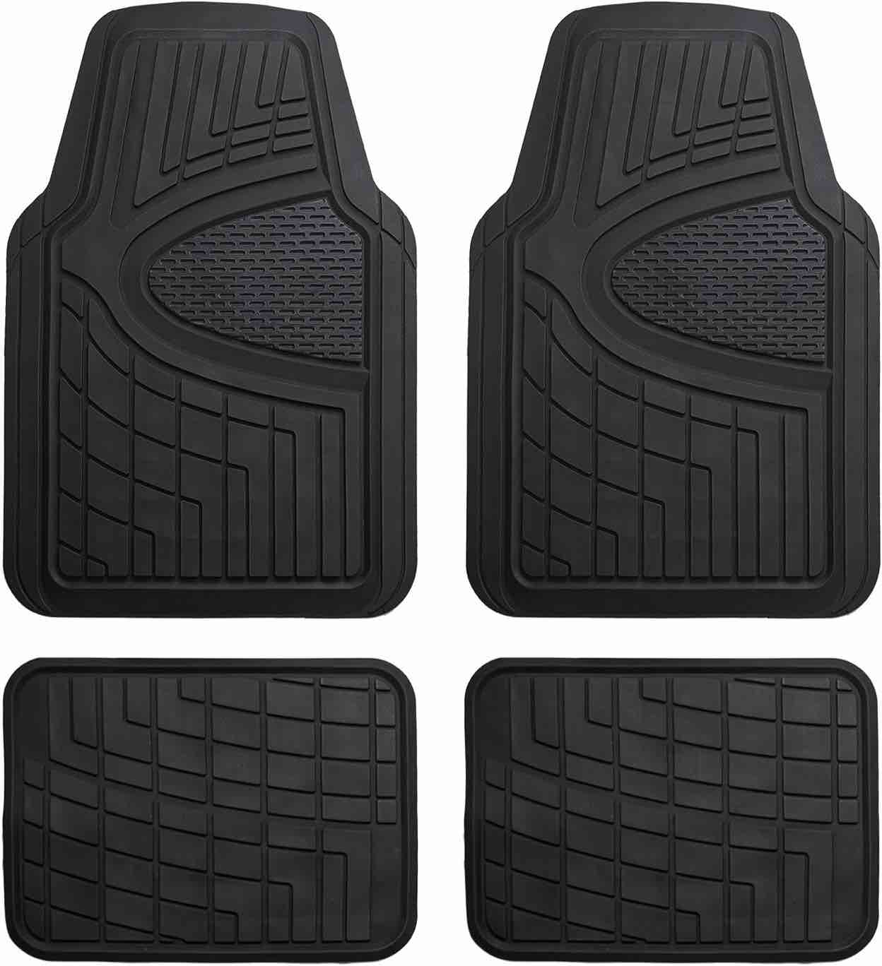 FH Group Trimmable Vinyl Floor Mats Automotive (Black) Rear Set - Universal Fit for Cars Trucks and SUVs F11306
