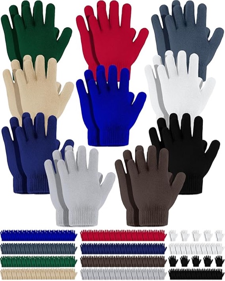 150 Pairs Bulk Kids Winter Gloves for Charity Donation Children Glove Finger Stretchy Knitted Gloves for Boys Girls Age 3-8