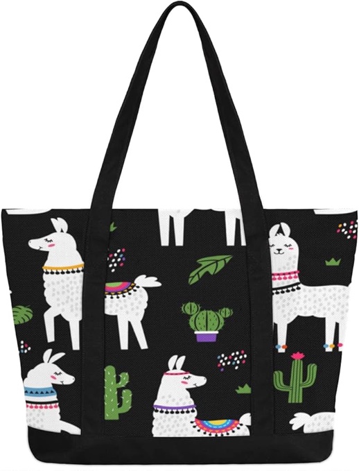 Canvas Tote Bags Zipper Closure Large Teacher Tote Women Handbag Tote Purse Shoulder Bag