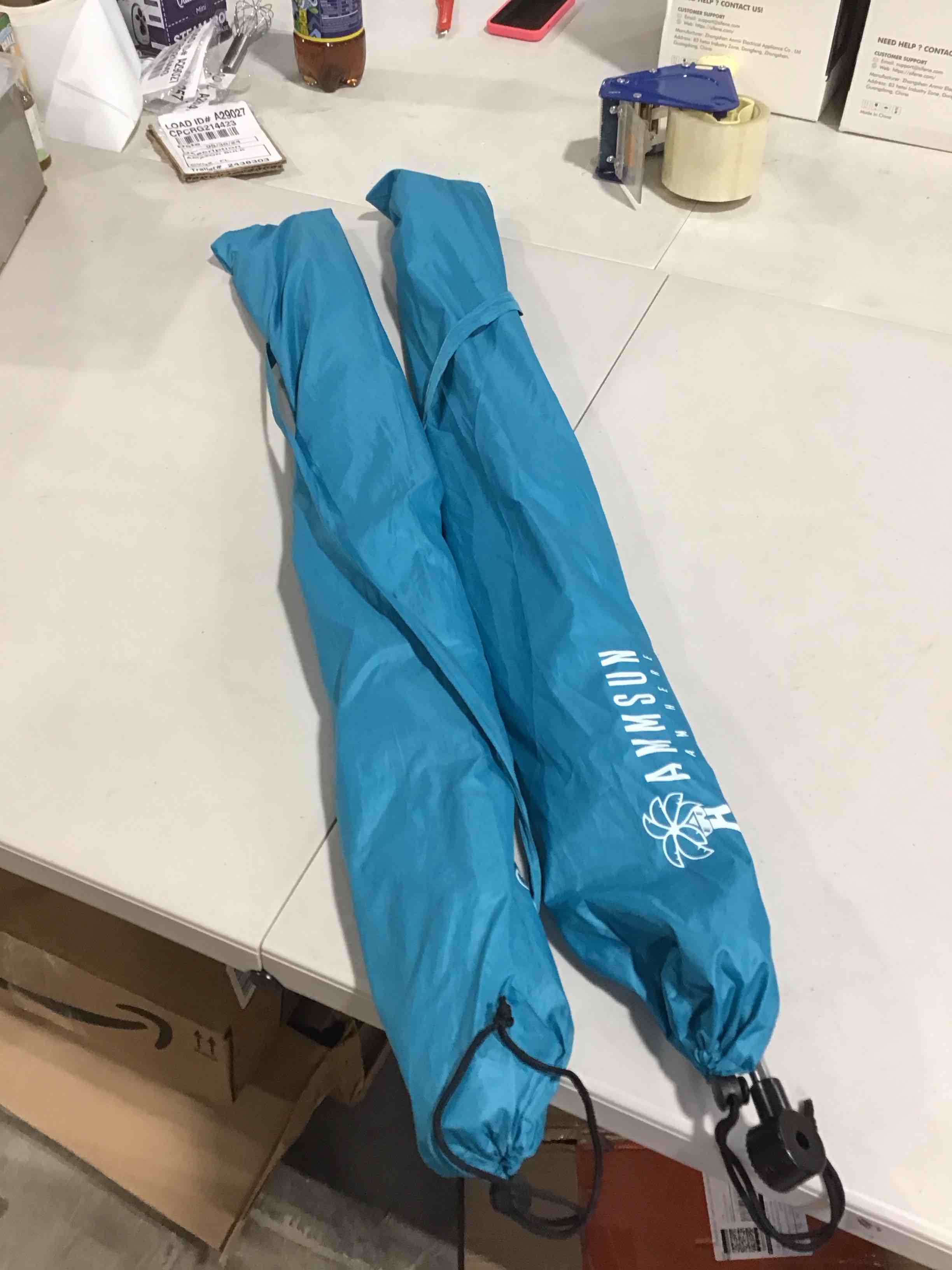 AMMSUN 2 PCS Chair Umbrella with Clamp 43 inches UPF 50+,Portable Clamp on Patio Chair,Beach Chair,Stroller,Sport chair,Wheelchair and Wagon,Bright Blue,2 Pack