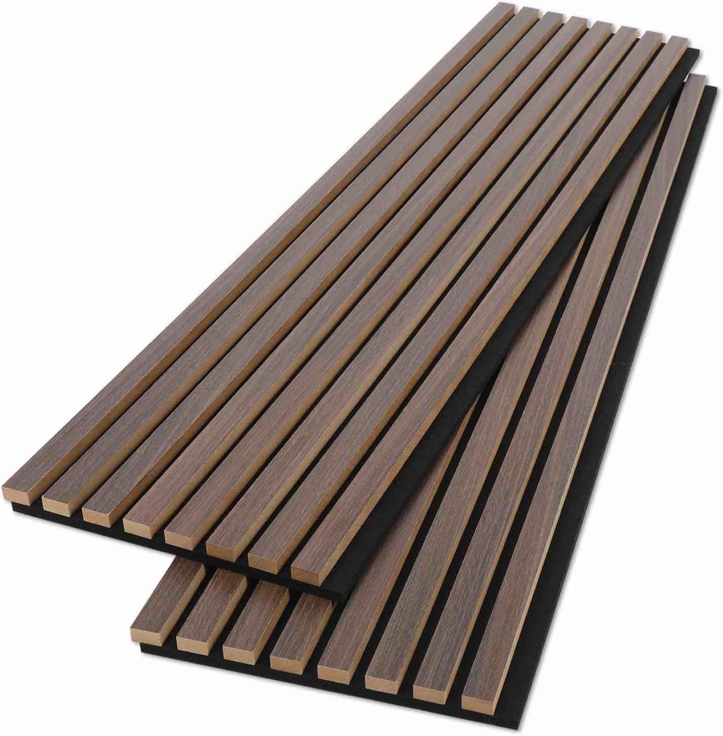 Wood Slat Wall Panel,2 Pack 3D Acoustic Wood Wall Panels,47.2” x 12.8” Wood Slat Acoustic Panels for Interior Wall Decorative,Living Room,Bedroom,Kitchen - Natural Walnut