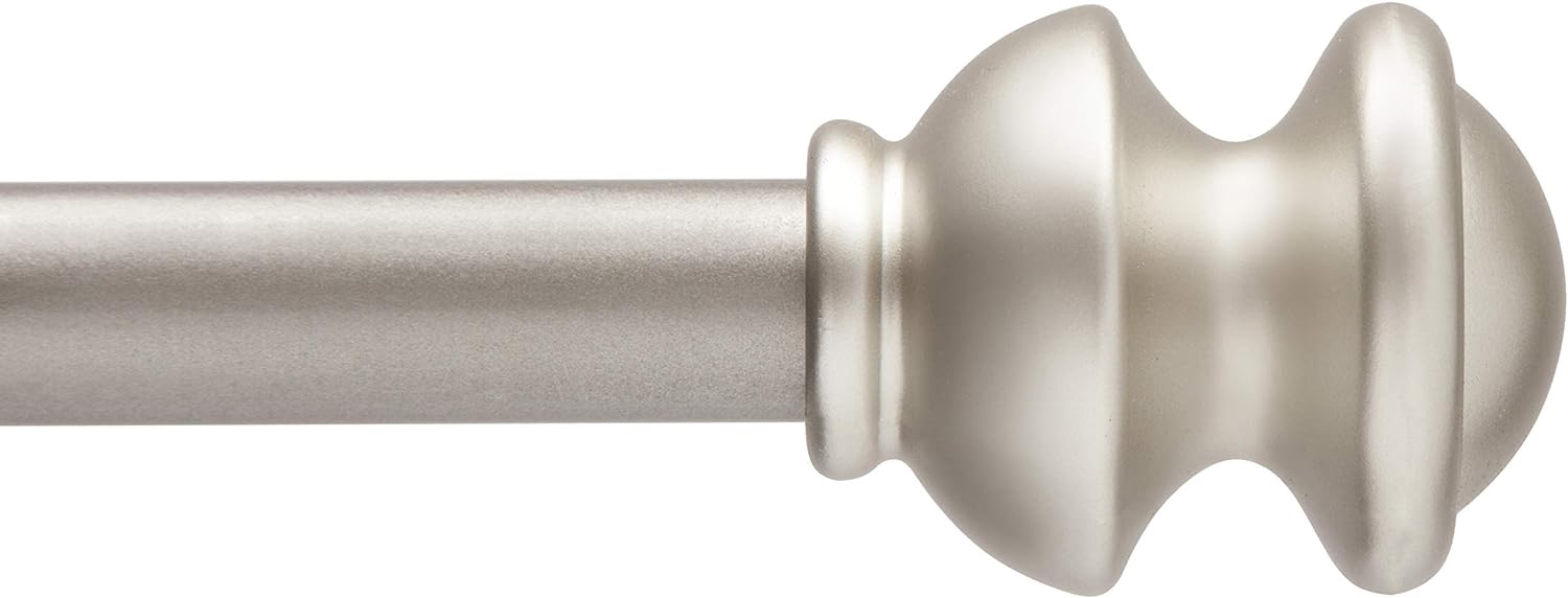 Kenney KN71717 Kendall Knob End Standard Decorative Window Curtain Rod, 48-86" Adjustable Length, Brushed Nickel Finish, 5/8" Diameter Steel Tube