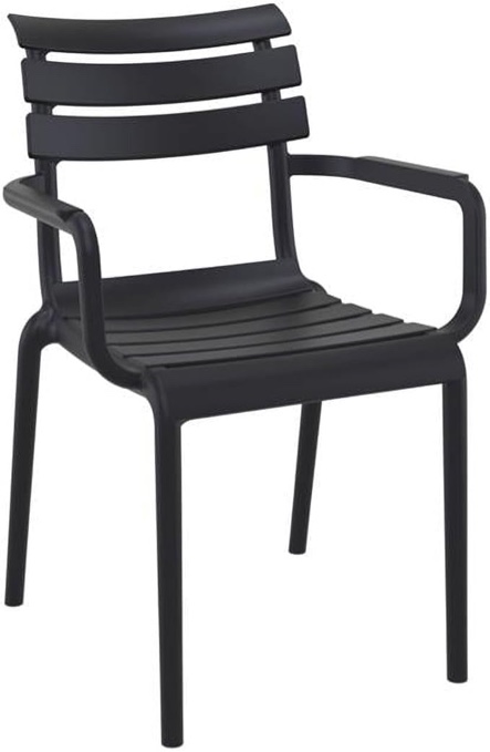 ISP282-BLA 33 x 22.8 x 23.2 in. Paris Resin Outdoor Arm Chair - Black - Pack of 2