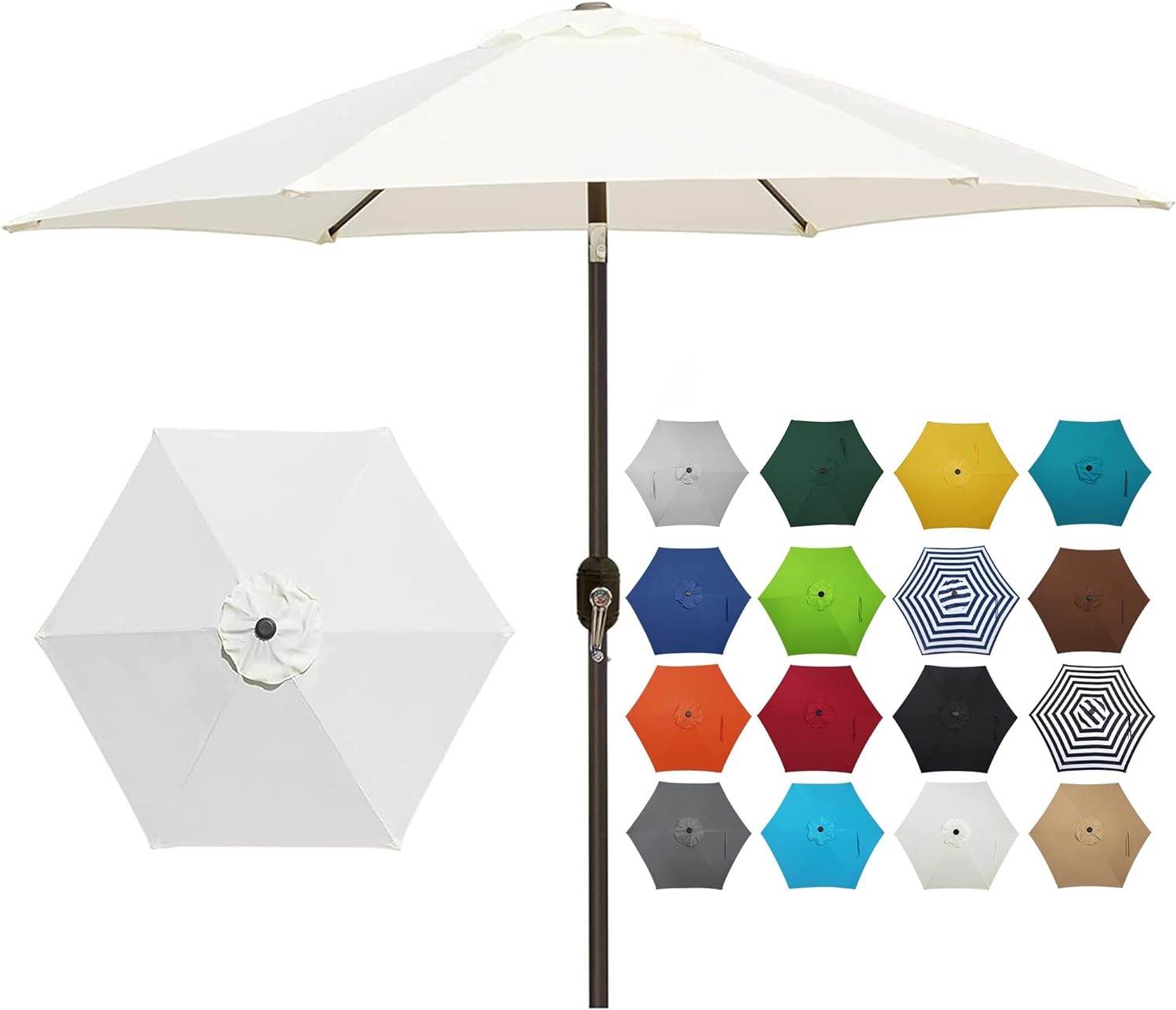 Blissun 7.5 ft Patio Umbrella, Yard Umbrella Push Button Tilt Crank (Cream White)
