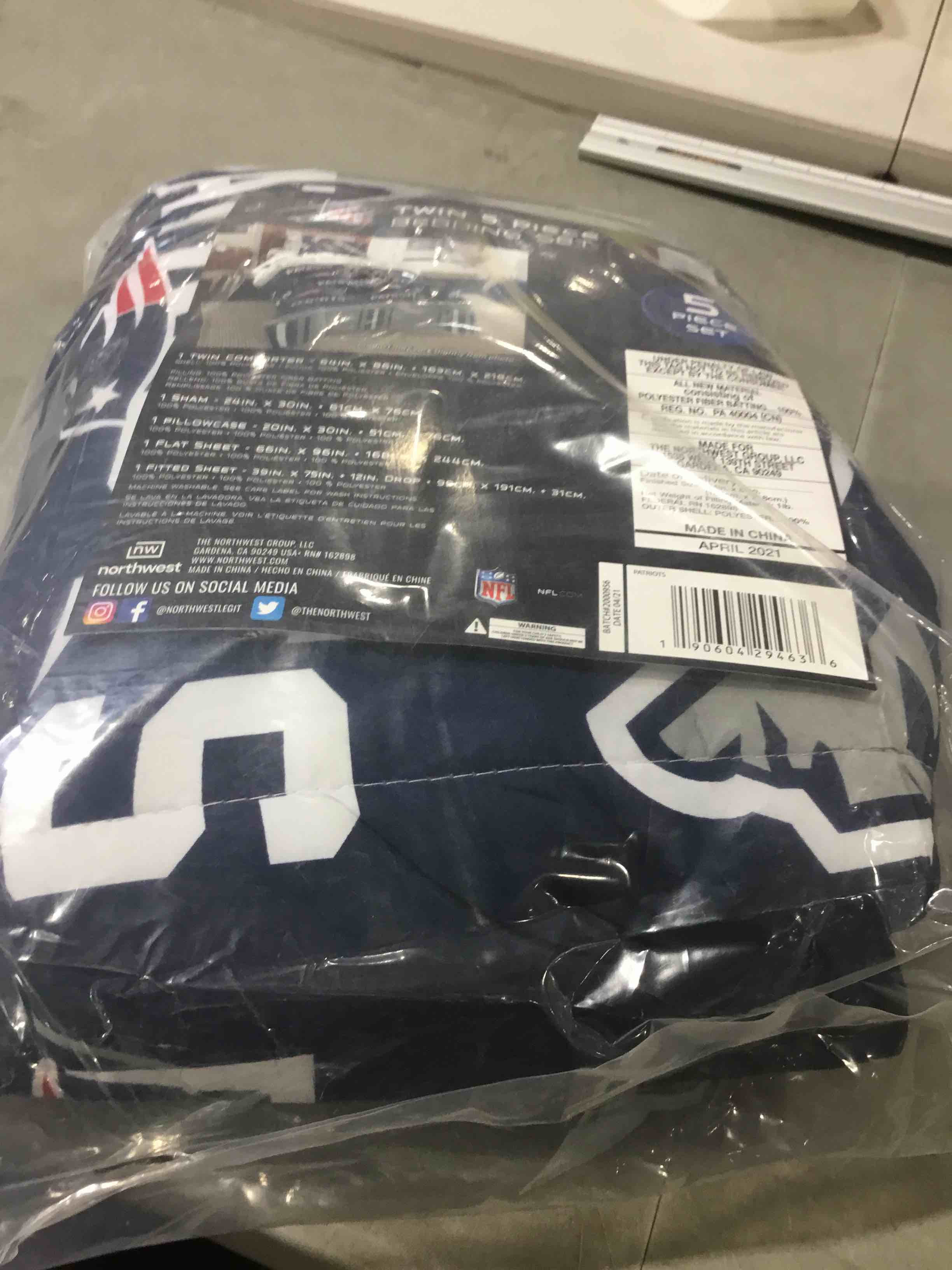 Northwest NFL New England Patriots Bed in a Bag Set, Twin, Rotary
