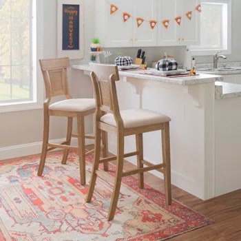 Shamir Solid Wood Upholstered Bar & Counter Stool