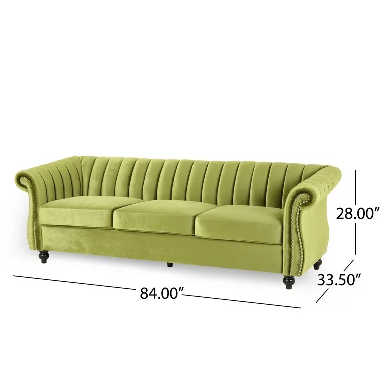 Fleury 84" Velvet Rolled Arm Sofa (incomplete)