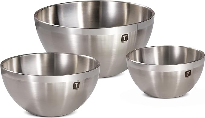 Tramontina Gourmet Double-Wall 3 Piece Stainless Steel Mixing Bowl Set
