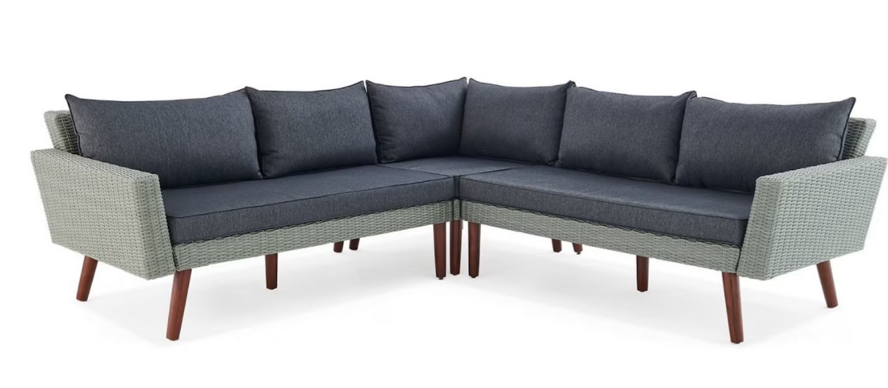 Hooper 3 Piece Blue Wicker Outdoor Sectional ( incomplete only right and left bench)