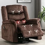 COMHOMA Recliner Chair with Heat and Massage 360 Degree Swivel Rocking Recliner, Brown