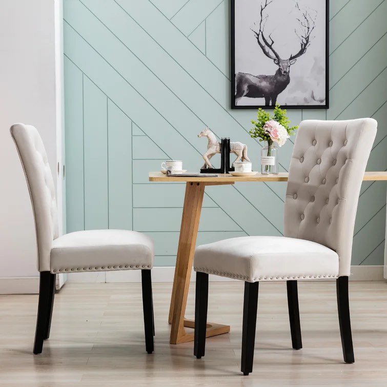 Amdan Tufted Velvet Modern Dining Chairs set of 2 