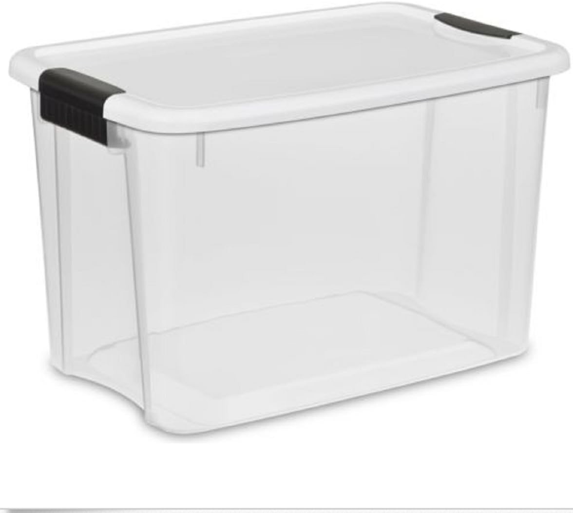 Sterilite 30 Qt Ultra Latch Box, Stackable Storage Bin, Lid, Heavy Duty Latches, Container Organizes