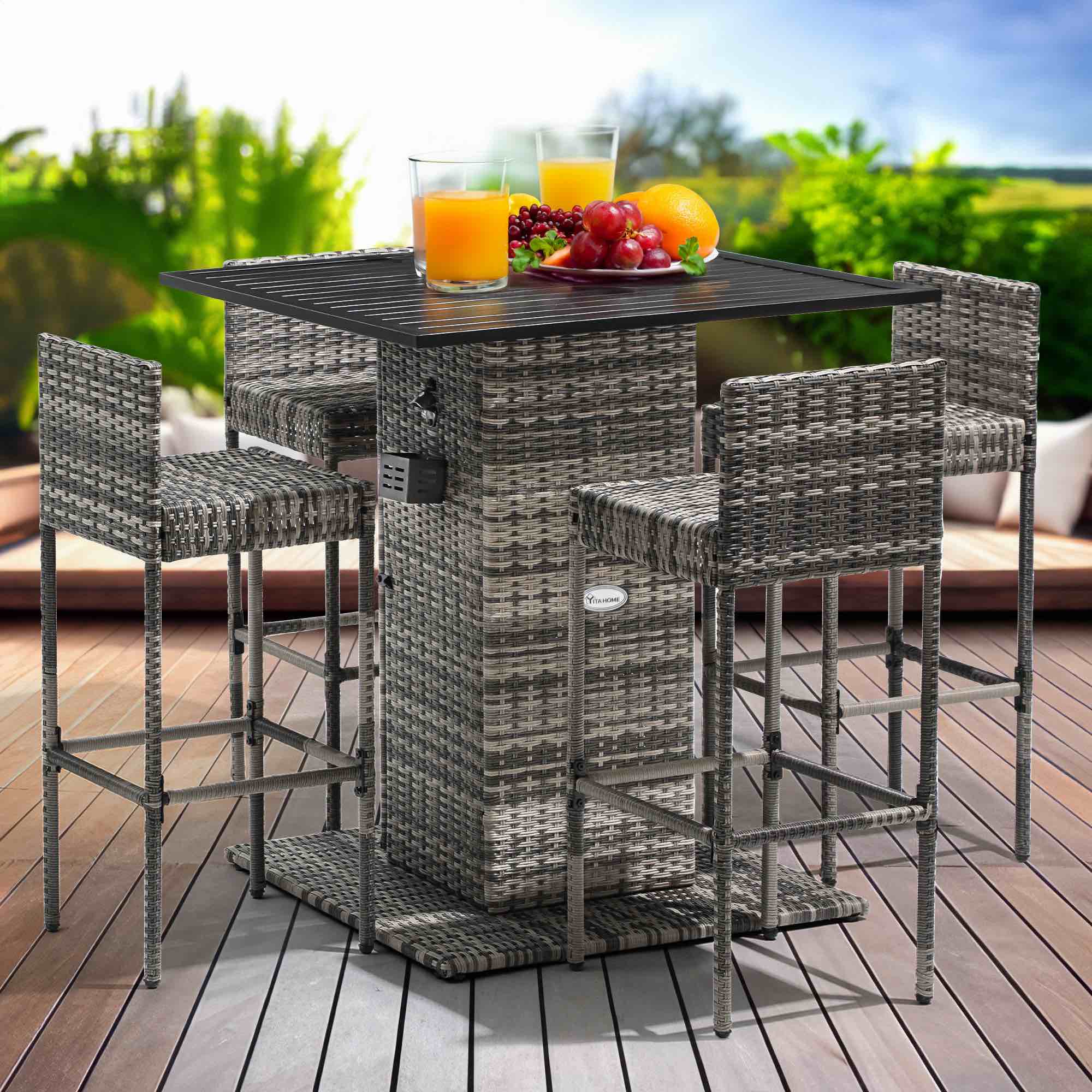 Vergilica Rectangular 4 - Person 35.4'' L Outdoor Standing Height Table Set *similar to stock photo* 