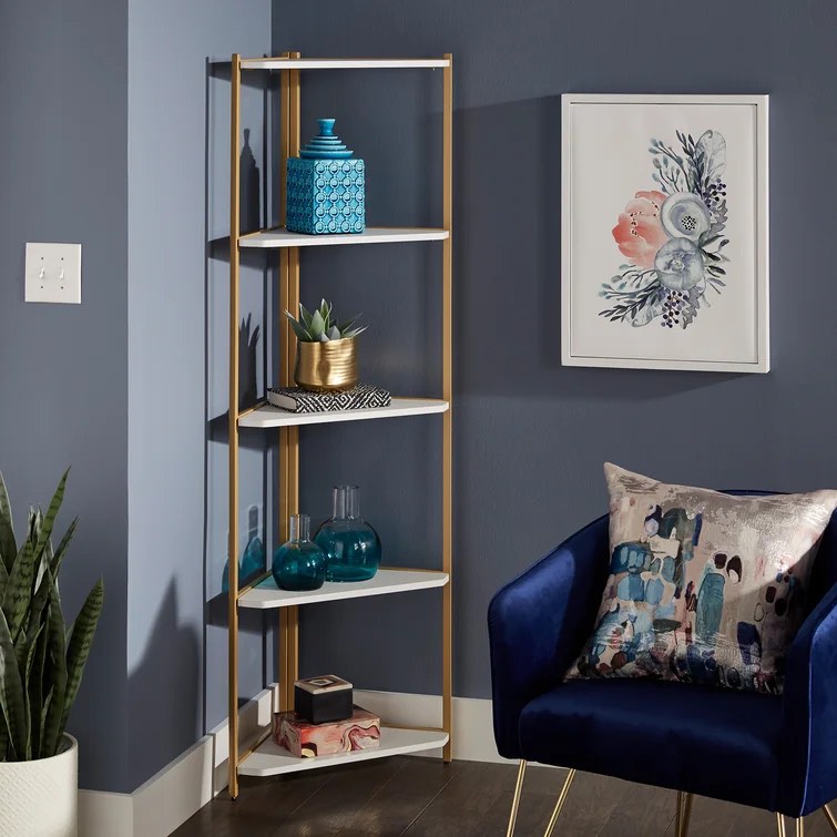 Wynton 65.2" H x 22.7" W Iron Corner Bookcase