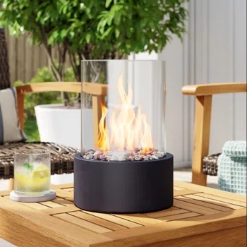 Metal Bio-Ethanol Outdoor Tabletop Fireplace with Flame Guard