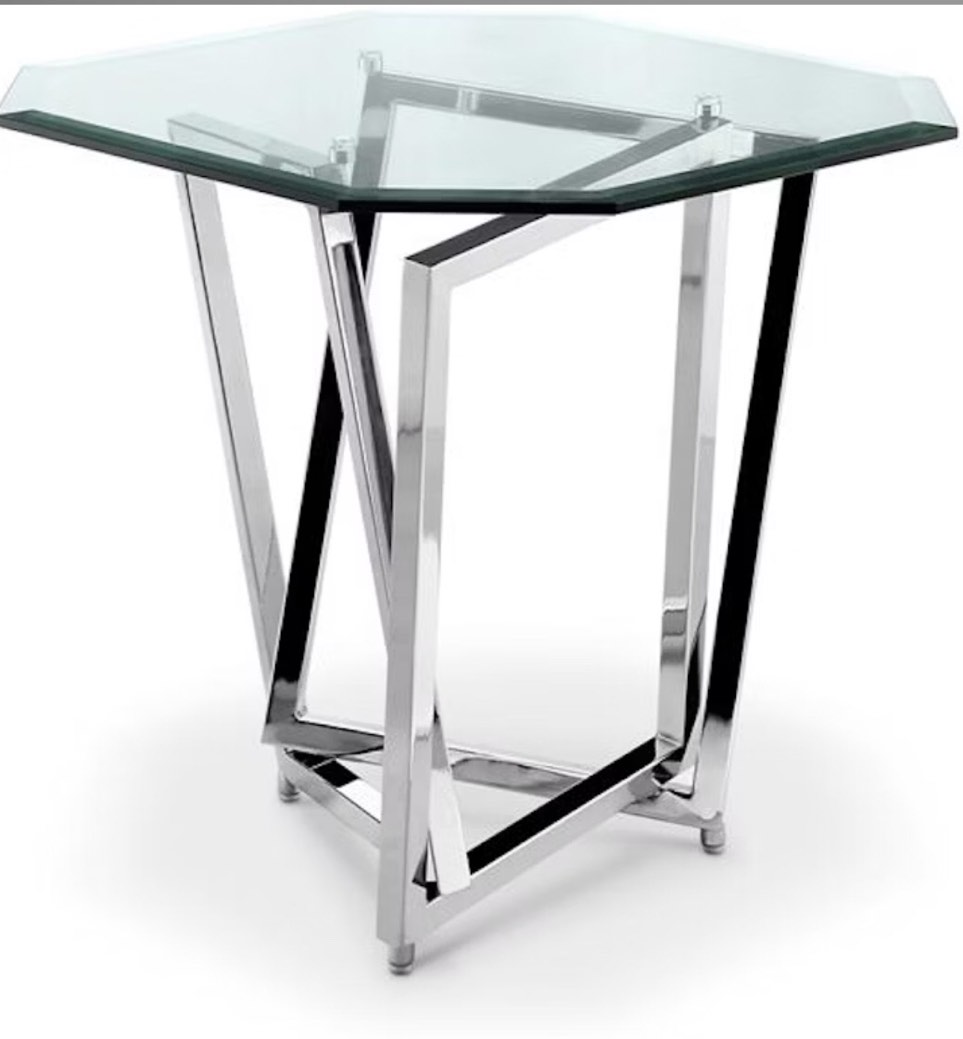 Magnussen Home Living Room Glass Octagonal End Table Top