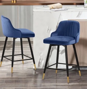 Swivel Velvet Upholstered Counter & Bar Stool By Everly Quinn