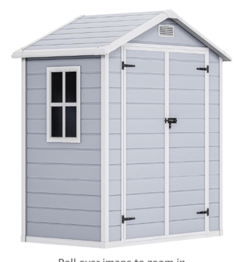 DWVO 6.2x3.4 FT Resin Storage Shed with Reinforced Floor, Outdoor Storage Shed with Lockable Door, Window and Vents, Waterproof Plastic Tool Storage for Garden, Backyard, Patio, Lawn