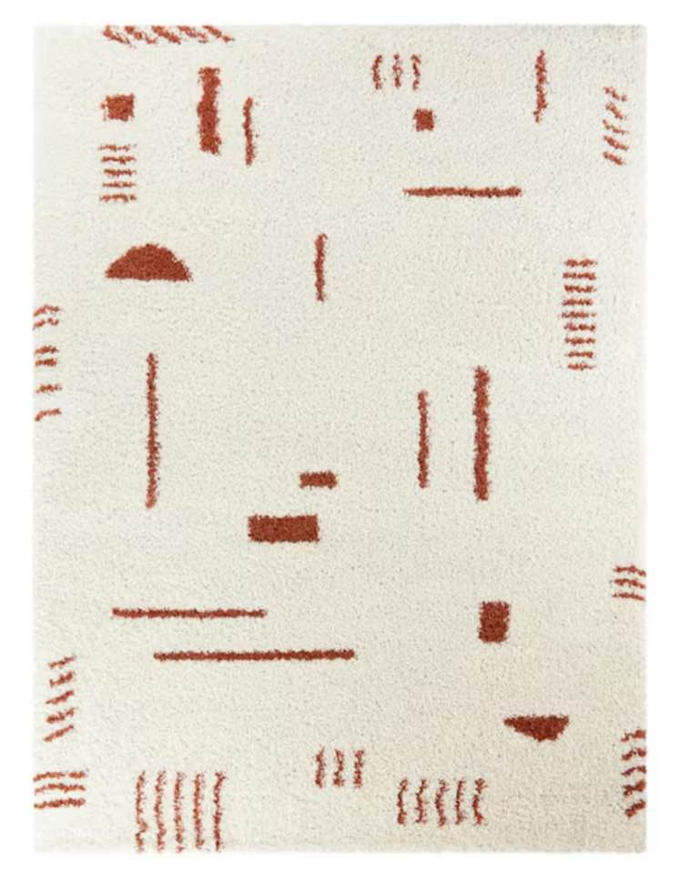 Rupa White/Rust 5 ft. 3 in. x 5 ft. 3 in. Tribal Round Rug